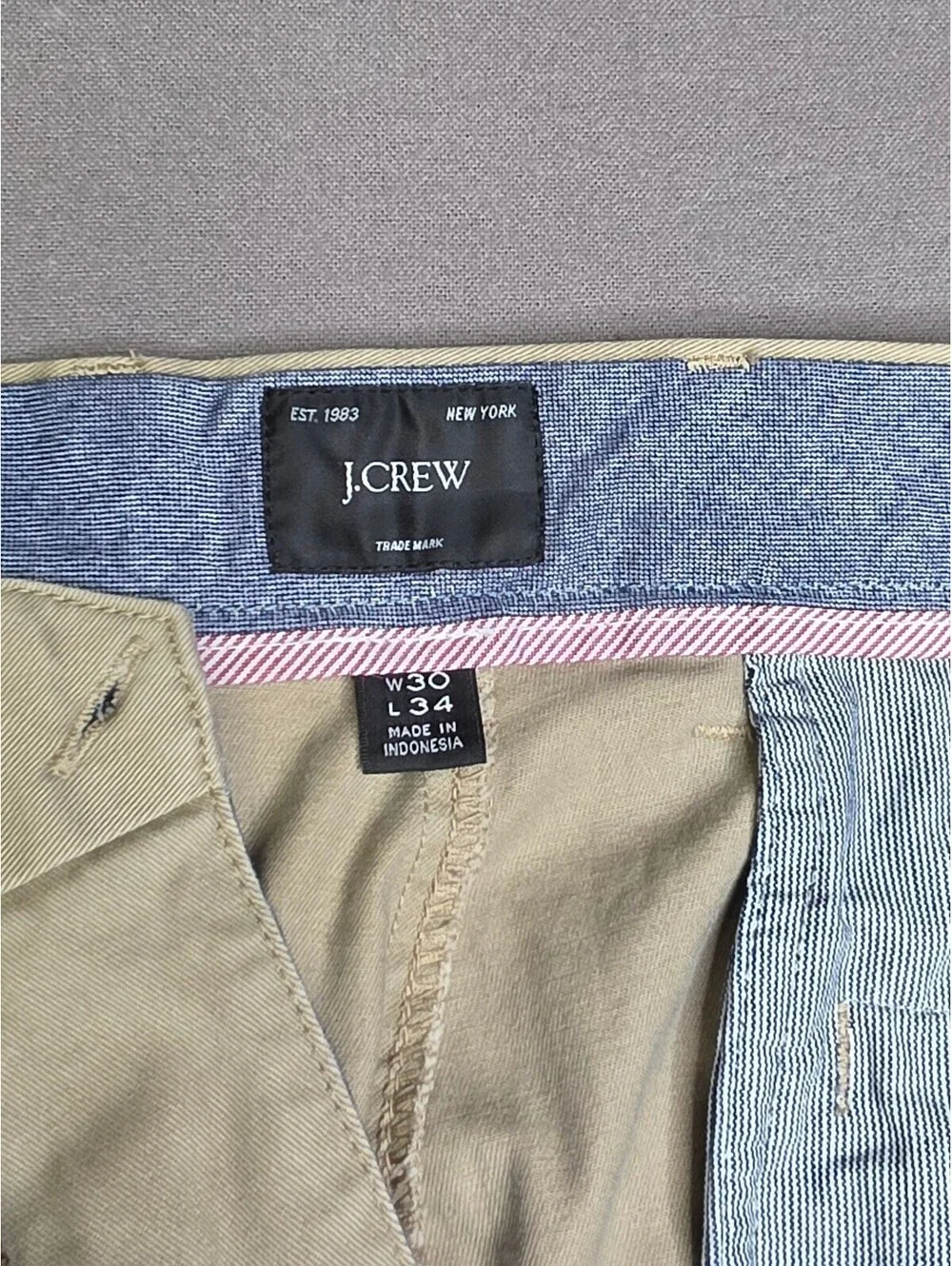 J.Crew Men’s Chino Pants 30x34 Khaki Beige Stretch Cotton Classic Preppy